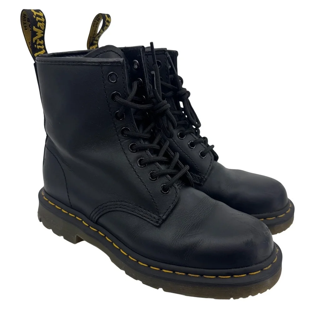 Dr. Martens Ambury Black Leather Work Boots ASTM‎ F2892-18 EH Mens 8 Womens 9